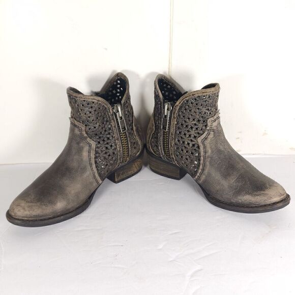 Corral CircleG Women’s US6,5 Leather Distressed Gray Cutout Ankle Western Boots - Picture 6 of 16